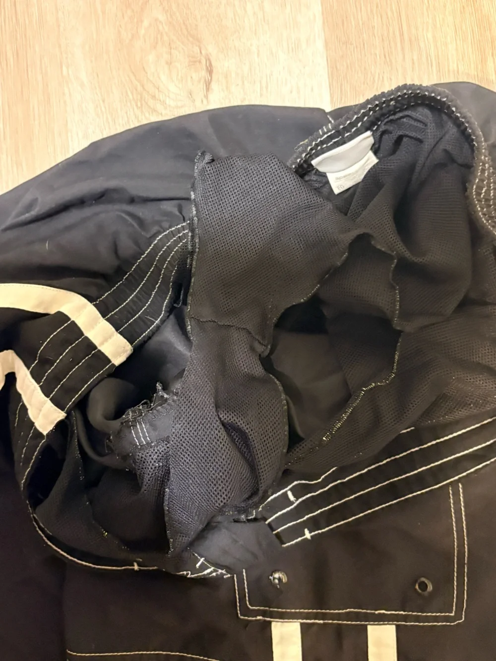 Speedo Black Swim Trunks Size XL w/ White Stripe Drawstring Shorts Beach